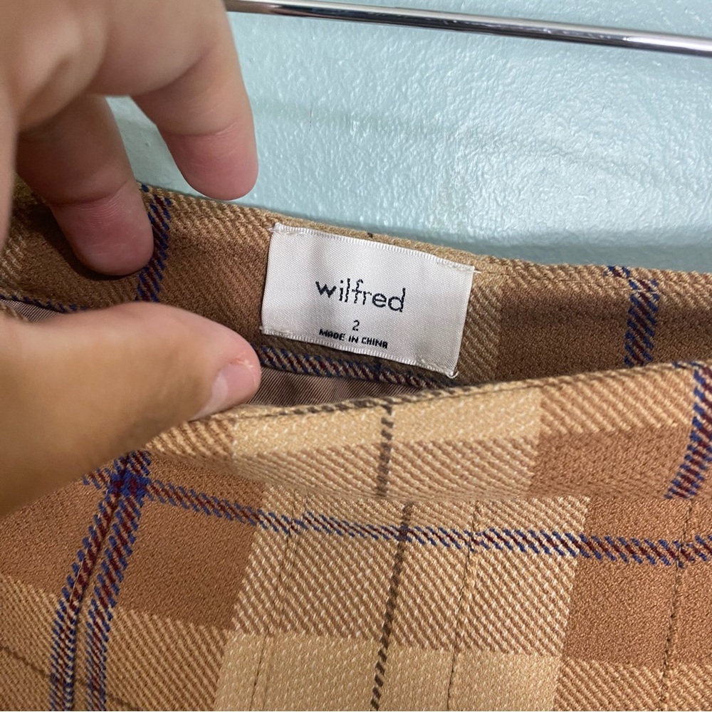Aritzia Wilfred Juliet Wool Blend Brown Plaid Academia Skirt Pleated Sz 2 - Picture 3 of 5